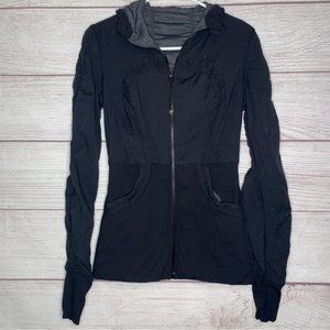 Lululemon black reversible hooded zip up dance studio jacket. Size?
